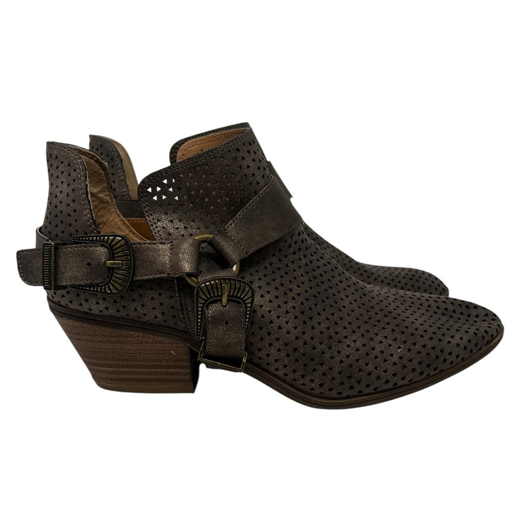 Sugar Metallic Perforated Ankle Booties - Brown - Picture 2 of 9